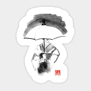 geisha under umbrella Sticker